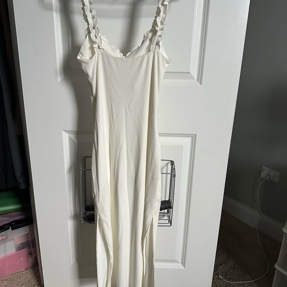 Cream Ruffled Strap Dress - Picture 2 of 2